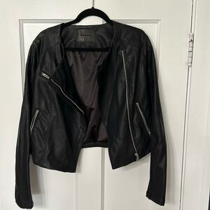 Blank NYC Record Breaker Collarless Moto Jacket - Size L - Black